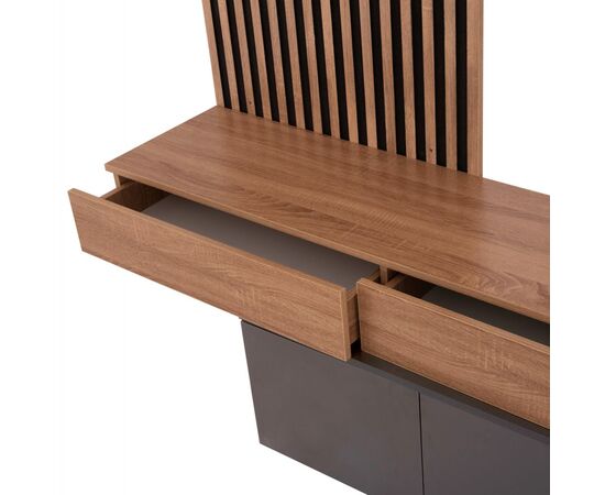 ΣΥΝΘΕΣΗ ΤΗΛΕΟΡΑΣΗΣ DORT HM18076.02 ΜΕΛΑΜΙΝΗ ΣΕ ΣΟΝΑΜΑ-ΣΚΟΥΡΟ ΓΚΡΙ 249.5x42.2x199.5Υεκ - ΕΠΙΠΛΑ ΤΗΛΕΟΡΑΣΗΣ στο Milonadakis.gr