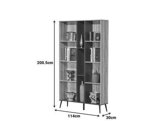 Βιβλιοθήκη Zezan pakoworld σε sonoma-ανθρακί απόχρωση 114x30x200.5εκ - ΒΙΒΛΙΟΘΗΚΕΣ στο Milonadakis.gr