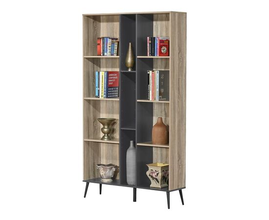 Βιβλιοθήκη Zezan pakoworld σε sonoma-ανθρακί απόχρωση 114x30x200.5εκ - ΒΙΒΛΙΟΘΗΚΕΣ στο Milonadakis.gr