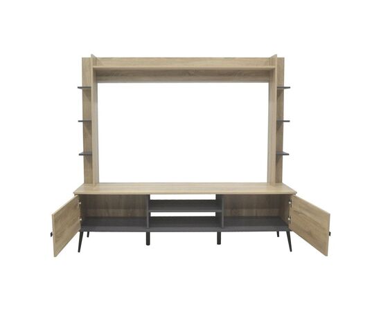 Σύνθετο σαλονιού Zezan pakoworld σε sonoma-ανθρακί απόχρωση 182.5x40x162εκ - ΕΠΙΠΛΑ ΤΗΛΕΟΡΑΣΗΣ στο Milonadakis.gr