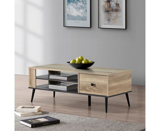 Τραπέζι σαλονιού Zezan pakoworld σε sonoma-ανθρακί απόχρωση 120x51x44.5εκ - ΤΡΑΠΕΖΑΚΙΑ ΣΑΛΟΝΙΟΥ στο Milonadakis.gr