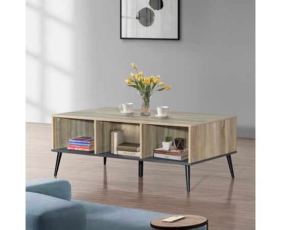 Τραπέζι σαλονιού Zezan pakoworld σε sonoma-ανθρακί απόχρωση 121x60x44.5εκ - ΤΡΑΠΕΖΑΚΙΑ ΣΑΛΟΝΙΟΥ στο Milonadakis.gr