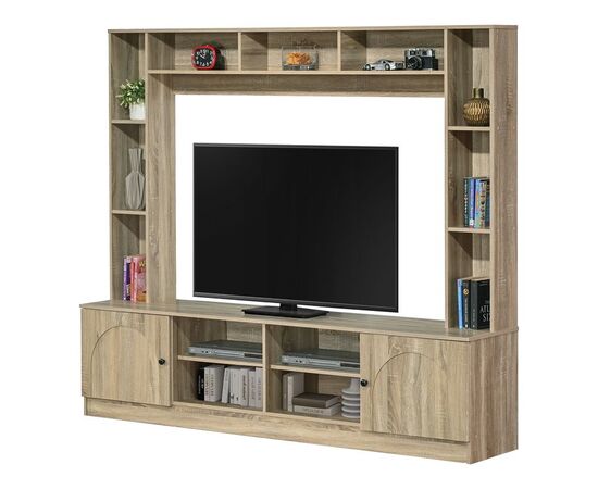 Σύνθετο σαλονιού Ambera pakoworld σε sonoma απόχρωση 200x40x171.5εκ - ΕΠΙΠΛΑ ΤΗΛΕΟΡΑΣΗΣ στο Milonadakis.gr