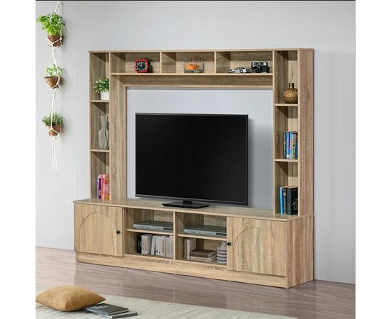 Σύνθετο σαλονιού Ambera pakoworld σε sonoma απόχρωση 200x40x171.5εκ - ΕΠΙΠΛΑ ΤΗΛΕΟΡΑΣΗΣ στο Milonadakis.gr