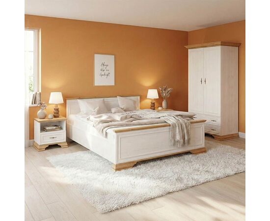 Σετ Κρεβατοκάμαρας Jaden με Κρεβάτι oak -λευκό 160x200εκ Σετ 4τεμ - ΚΡΕΒΑΤΙΑ στο Milonadakis.gr