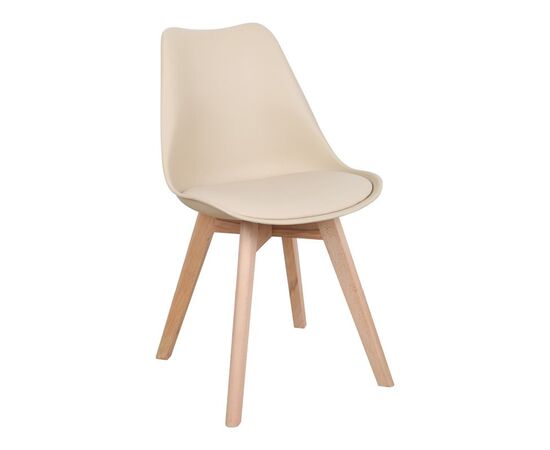 Τραπεζαρία Elijah-Gaston pakoworld σετ 3τεμ pp-pu σε taupe-λευκή απόχρωση με φυσικό πόδι Φ60x74εκ - ΤΡΑΠΕΖΑΡΙΕΣ στο Milonadakis.gr