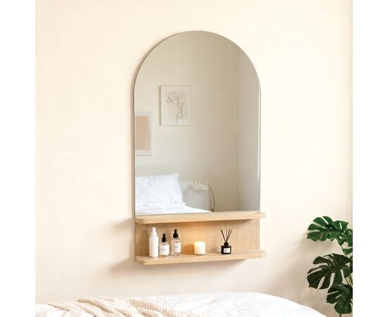 Καθρέπτης με ράφι Mensola pakoworld mdf σε φυσική απόχρωση 45.7x12.7x76.2εκ - ΚΑΘΡΕΠΤΕΣ στο Milonadakis.gr