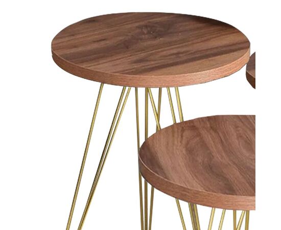 Βοηθητικά τραπέζια Wakmi pakoworld σετ 3τεμ φυσικό-πόδι χρυσό μέταλλο - ΒΟΗΘΗΤΙΚΑ ΤΡΑΠΕΖΑΚΙΑ στο Milonadakis.gr