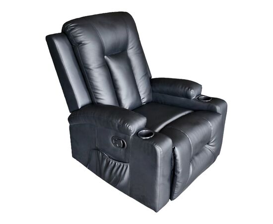 Πολυθρόνα relax με μηχανισμό massage Gessel pakoworld PU σε μαύρη απόχρωση 80x90x98εκ - ΚΑΡΕΚΛΕΣ - ΠΟΛΥΘΡΟΝΕΣ ΕΣ. στο Milonadakis.gr