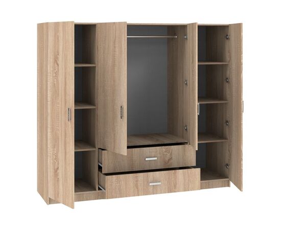 Ντουλάπα τετράφυλλη Royal pakoworld με συρτάρια sonoma 200x58x177εκ - ΝΤΟΥΛΑΠΕΣ στο Milonadakis.gr