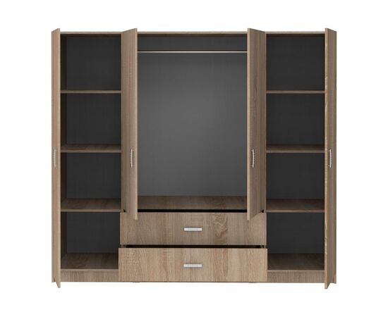 Ντουλάπα τετράφυλλη Royal pakoworld με συρτάρια sonoma 200x58x177εκ - ΝΤΟΥΛΑΠΕΣ στο Milonadakis.gr