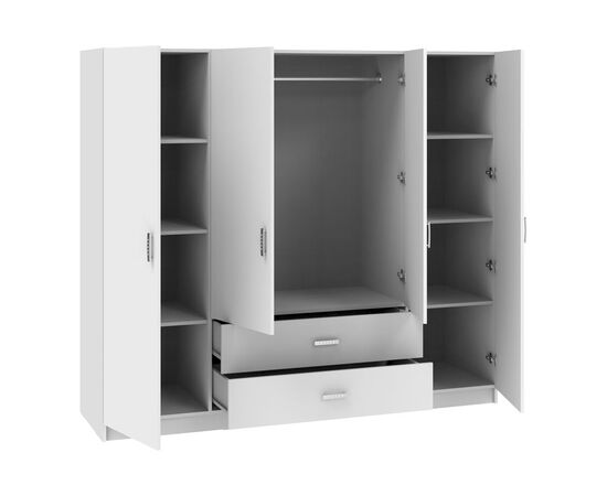 Ντουλάπα τετράφυλλη Royal pakoworld με συρτάρια λευκό 200x58x177εκ - ΝΤΟΥΛΑΠΕΣ στο Milonadakis.gr