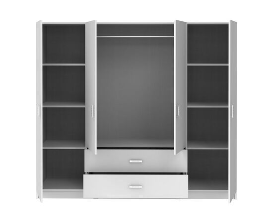 Ντουλάπα τετράφυλλη Royal pakoworld με συρτάρια λευκό 200x58x177εκ - ΝΤΟΥΛΑΠΕΣ στο Milonadakis.gr