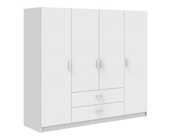 Ντουλάπα τετράφυλλη Royal pakoworld με συρτάρια λευκό 200x58x177εκ - ΝΤΟΥΛΑΠΕΣ στο Milonadakis.gr