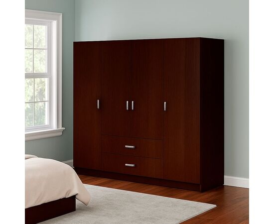 Ντουλάπα τετράφυλλη Royal pakoworld με συρτάρια wenge 200x58x177εκ - ΝΤΟΥΛΑΠΕΣ στο Milonadakis.gr