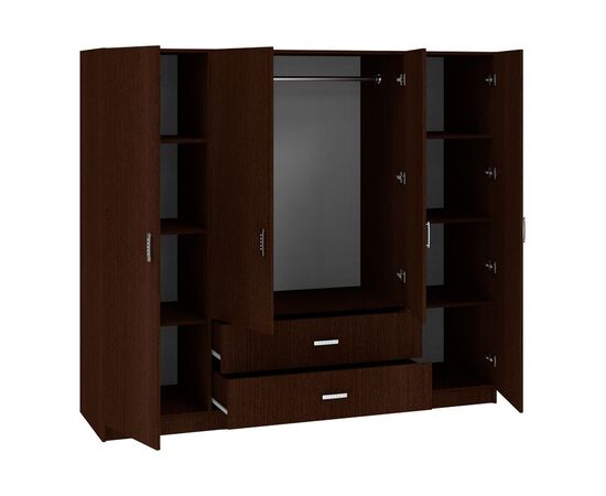 Ντουλάπα τετράφυλλη Royal pakoworld με συρτάρια wenge 200x58x177εκ - ΝΤΟΥΛΑΠΕΣ στο Milonadakis.gr