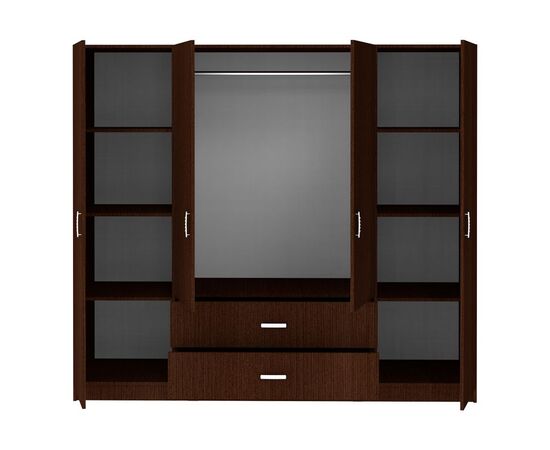 Ντουλάπα τετράφυλλη Royal pakoworld με συρτάρια wenge 200x58x177εκ - ΝΤΟΥΛΑΠΕΣ στο Milonadakis.gr