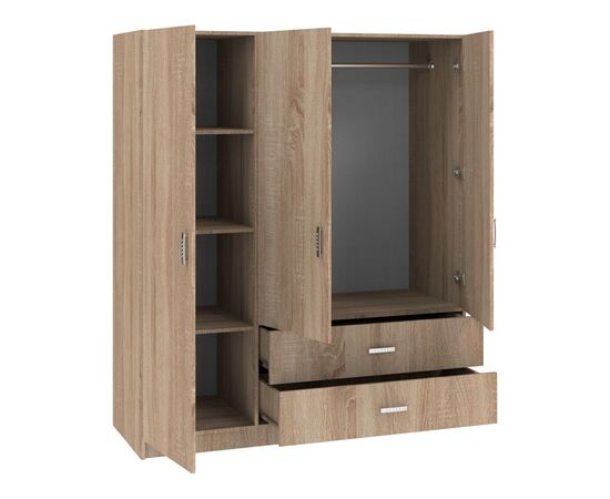 Ντουλάπα τρίφυλλη Royal pakoworld με συρτάρια sonoma 150x58x177εκ - ΝΤΟΥΛΑΠΕΣ στο Milonadakis.gr