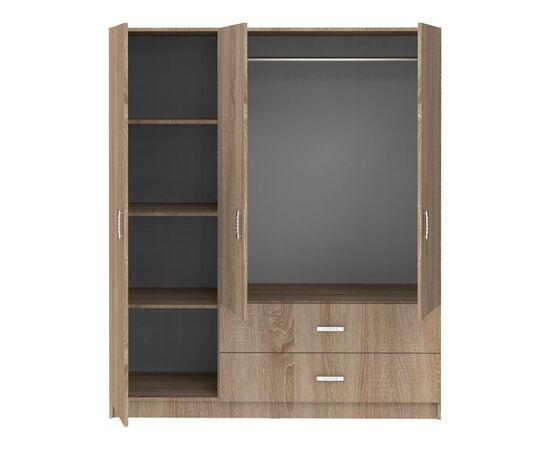 Ντουλάπα τρίφυλλη Royal pakoworld με συρτάρια sonoma 150x58x177εκ - ΝΤΟΥΛΑΠΕΣ στο Milonadakis.gr