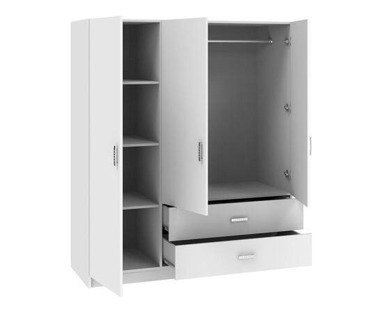 Ντουλάπα τρίφυλλη Royal pakoworld με συρτάρια λευκό 150x58x177εκ - ΝΤΟΥΛΑΠΕΣ στο Milonadakis.gr