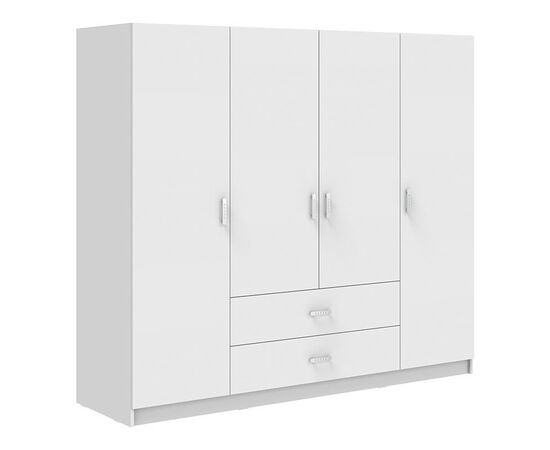 Ντουλάπα τετράφυλλη Royal pakoworld με συρτάρια και πατάρι λευκό 200x58x230εκ - ΝΤΟΥΛΑΠΕΣ στο Milonadakis.gr