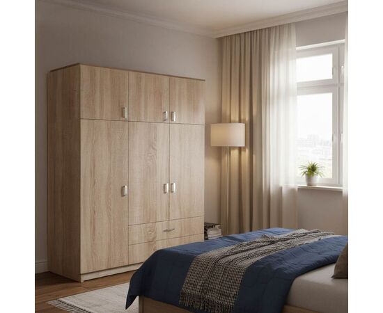 Ντουλάπα τρίφυλλη Royal pakoworld με συρτάρια και πατάρι sonoma 150x58x230εκ - ΝΤΟΥΛΑΠΕΣ στο Milonadakis.gr