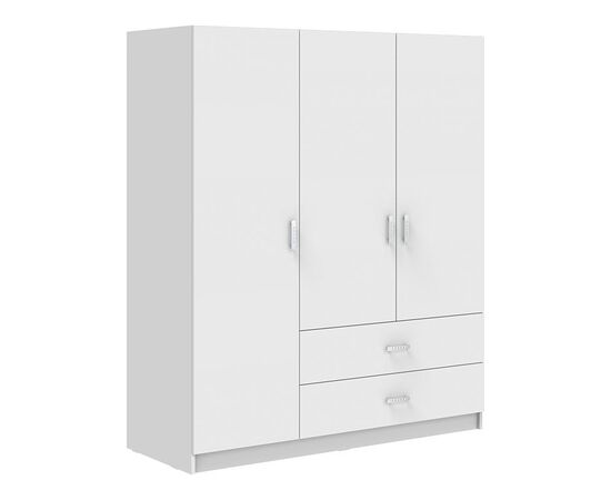 Ντουλάπα τρίφυλλη Royal pakoworld με συρτάρια και πατάρι λευκό 150x58x230εκ - ΝΤΟΥΛΑΠΕΣ στο Milonadakis.gr