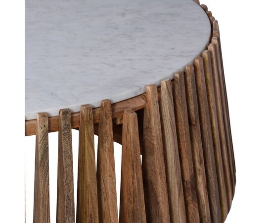 Τραπέζι σαλονιού Mable pakoworld mango ξύλο σε φυσική απόχρωση με επιφάνεια μαρμάρου Φ120x45εκ - ΤΡΑΠΕΖΑΚΙΑ ΣΑΛΟΝΙΟΥ στο Milonadakis.gr