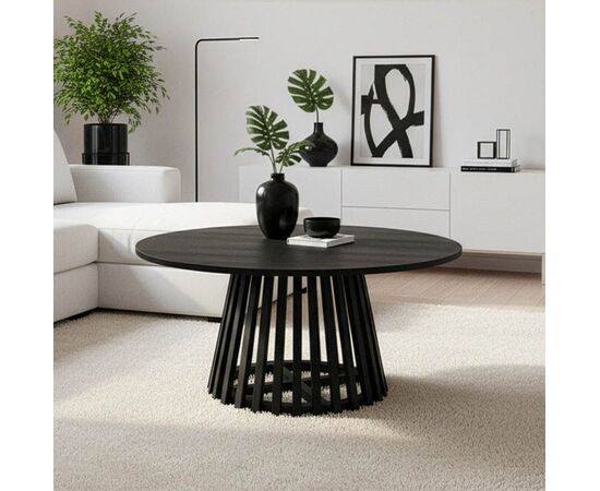 Τραπέζι σαλονιού Radiane pakoworld μασίφ ξύλο ακακίας σε μαύρη απόχρωση Φ80x40εκ - ΤΡΑΠΕΖΑΚΙΑ ΣΑΛΟΝΙΟΥ στο Milonadakis.gr