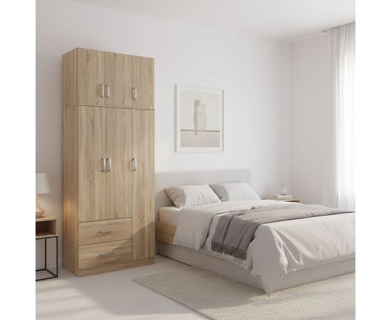 Ντουλάπα τρίφυλλη με 2 συρτάρια και πατάρι Lego pakoworld σε oak απόχρωση 90x42x240εκ - ΝΤΟΥΛΑΠΕΣ στο Milonadakis.gr