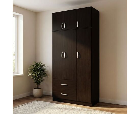 Ντουλάπα τρίφυλλη με 2 συρτάρια και πατάρι Lego pakoworld σε wenge απόχρωση 90x42x240εκ - ΝΤΟΥΛΑΠΕΣ στο Milonadakis.gr