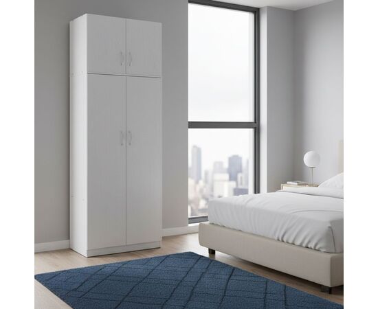 Ντουλάπα δίφυλλη και πατάρι Lego pakoworld σε λευκή απόχρωση 80x42x240εκ - ΝΤΟΥΛΑΠΕΣ στο Milonadakis.gr