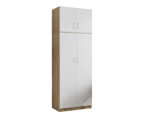 Ντουλάπα δίφυλλη και πατάρι Lego pakoworld σε sonoma-λευκή απόχρωση 80x42x240εκ - ΝΤΟΥΛΑΠΕΣ στο Milonadakis.gr