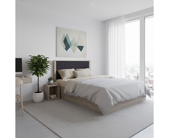 Κρεβάτι Athos pakoworld σε sonoma-ανθρακί απόχρωση 140x200εκ - ΚΡΕΒΑΤΙΑ στο Milonadakis.gr