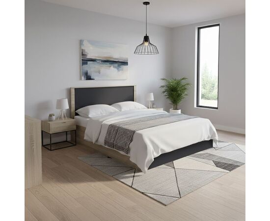 Κρεβάτι Athos pakoworld σε sonoma-ανθρακί απόχρωση 160x200εκ - ΚΡΕΒΑΤΙΑ στο Milonadakis.gr