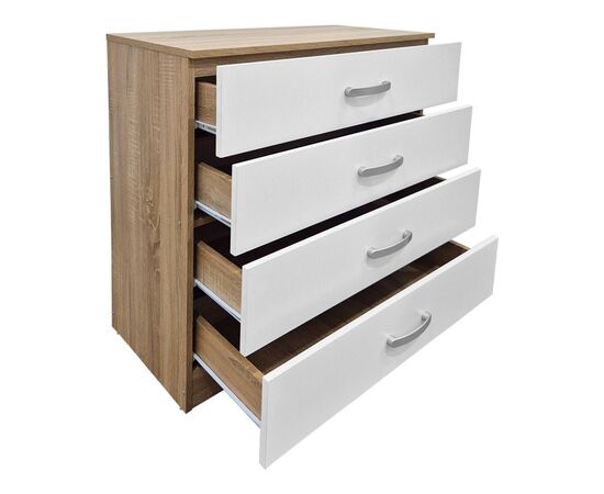 Συρταριέρα Athos pakoworld σε sonoma-λευκή απόχρωση 80x40x79εκ - ΣΥΡΤΑΡΙΕΡΕΣ - ΤΟΥΑΛΕΤΕΣ στο Milonadakis.gr