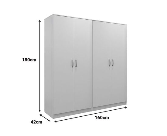 Ντουλάπα τετράφυλλη Lego Ι pakoworld λευκή 160x42x180εκ - ΝΤΟΥΛΑΠΕΣ στο Milonadakis.gr