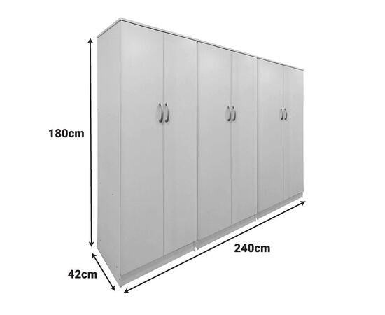 Ντουλάπα εξάφυλλη Lego ΙΙ pakoworld λευκή 240x42x180εκ - ΝΤΟΥΛΑΠΕΣ στο Milonadakis.gr