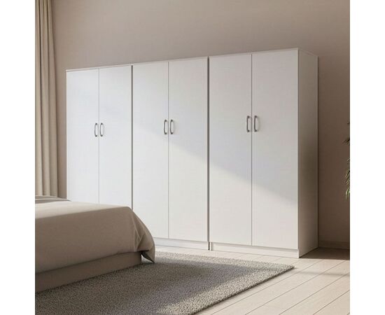 Ντουλάπα εξάφυλλη Lego ΙΙ pakoworld λευκή 240x42x180εκ - ΝΤΟΥΛΑΠΕΣ στο Milonadakis.gr