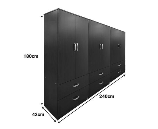 Ντουλάπα εξάφυλλη με συρτάρια Lego pakoworld wenge 240x42x180εκ - ΝΤΟΥΛΑΠΕΣ στο Milonadakis.gr