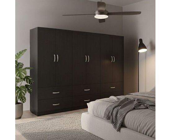 Ντουλάπα εξάφυλλη με συρτάρια Lego pakoworld wenge 240x42x180εκ - ΝΤΟΥΛΑΠΕΣ στο Milonadakis.gr