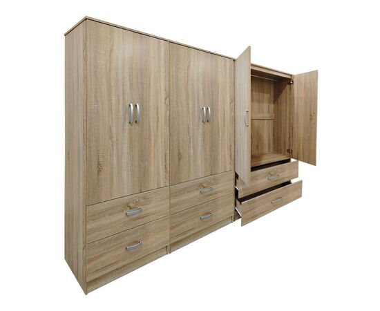 Ντουλάπα εξάφυλλη με συρτάρια Lego pakoworld sonoma 240x42x180εκ - ΝΤΟΥΛΑΠΕΣ στο Milonadakis.gr