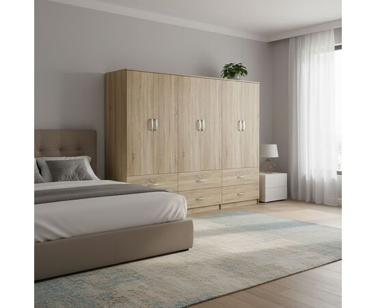 Ντουλάπα εξάφυλλη με συρτάρια Lego pakoworld sonoma 240x42x180εκ - ΝΤΟΥΛΑΠΕΣ στο Milonadakis.gr