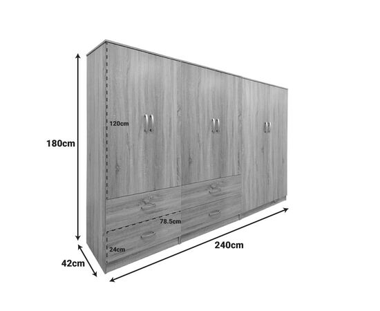 Ντουλάπα εξάφυλλη Lego pakoworld sonoma 240x42x180εκ - ΝΤΟΥΛΑΠΕΣ στο Milonadakis.gr
