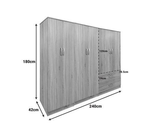 Ντουλάπα εξάφυλλη Lego I pakoworld sonoma 240x42x180εκ - ΝΤΟΥΛΑΠΕΣ στο Milonadakis.gr