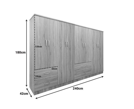 Ντουλάπα οχτάφυλλη Lego pakoworld sonoma 241x42x181εκ - ΝΤΟΥΛΑΠΕΣ στο Milonadakis.gr