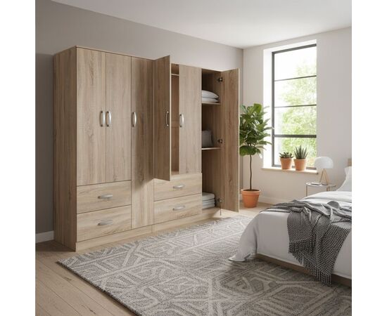 Ντουλάπα εξάφυλλη Lego pakoworld sonoma 180x42x180εκ - ΝΤΟΥΛΑΠΕΣ στο Milonadakis.gr