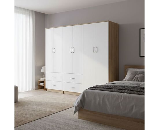 Ντουλάπα εξάφυλλη Lego pakoworld sonoma-λευκή 240x42x180εκ - ΝΤΟΥΛΑΠΕΣ στο Milonadakis.gr