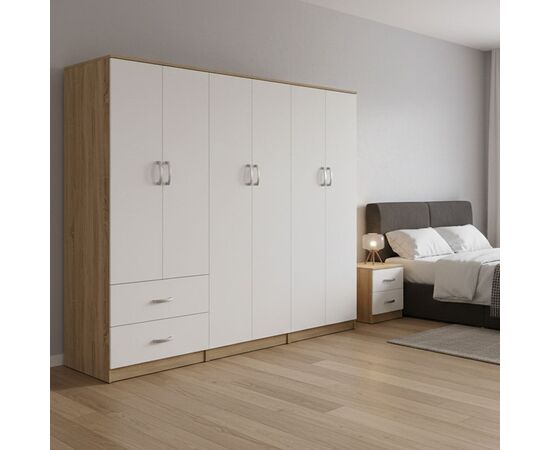 Ντουλάπα εξάφυλλη Lego I pakoworld sonoma-λευκό 240x42x180εκ - ΝΤΟΥΛΑΠΕΣ στο Milonadakis.gr