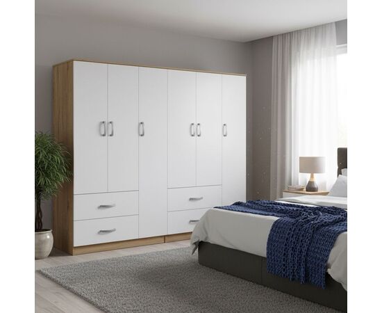 Ντουλάπα εξάφυλλη Lego pakoworld sonoma-λευκό 180x42x180εκ - ΝΤΟΥΛΑΠΕΣ στο Milonadakis.gr